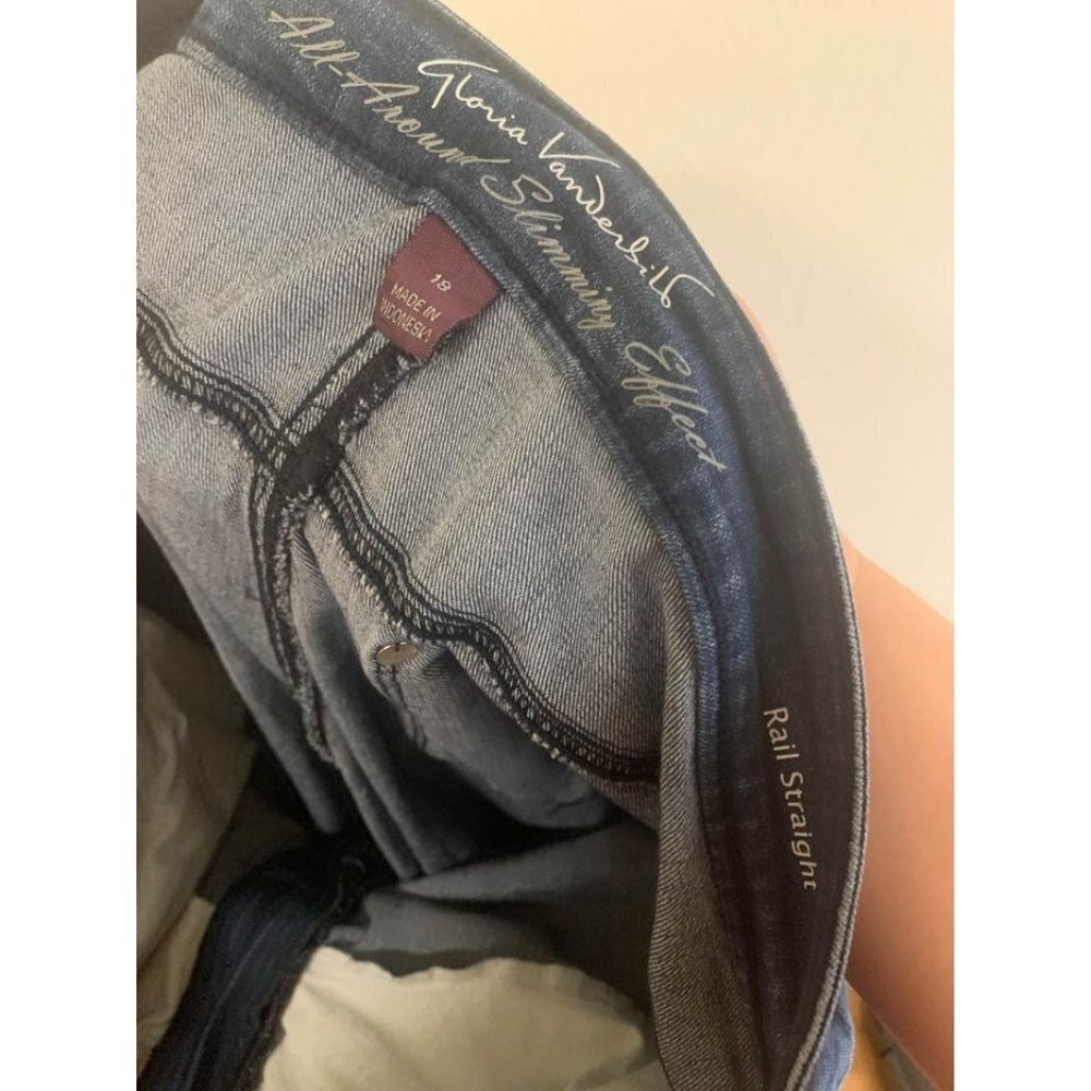 Gloria Vanderbilt Slimming Straight Denim Blue Jeans Women’s Plus Size 18 LS1 - Picture 4 of 5